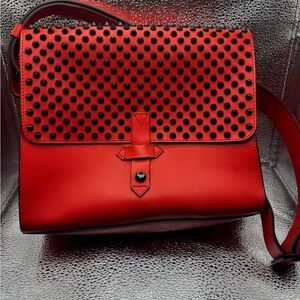 Elegant Red Studded Shoulder Bag